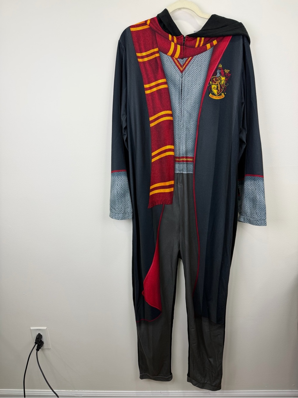 Harry Potter Gryffindor Hooded One Piece Jumpsuit Costume Adult Medium Unisex